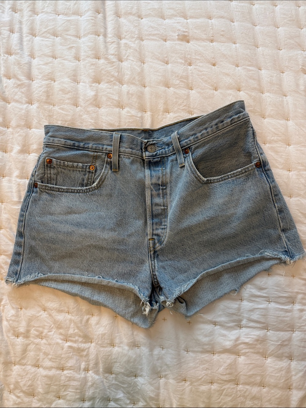 Levi's Light Blue High-Rise Denim Shorts